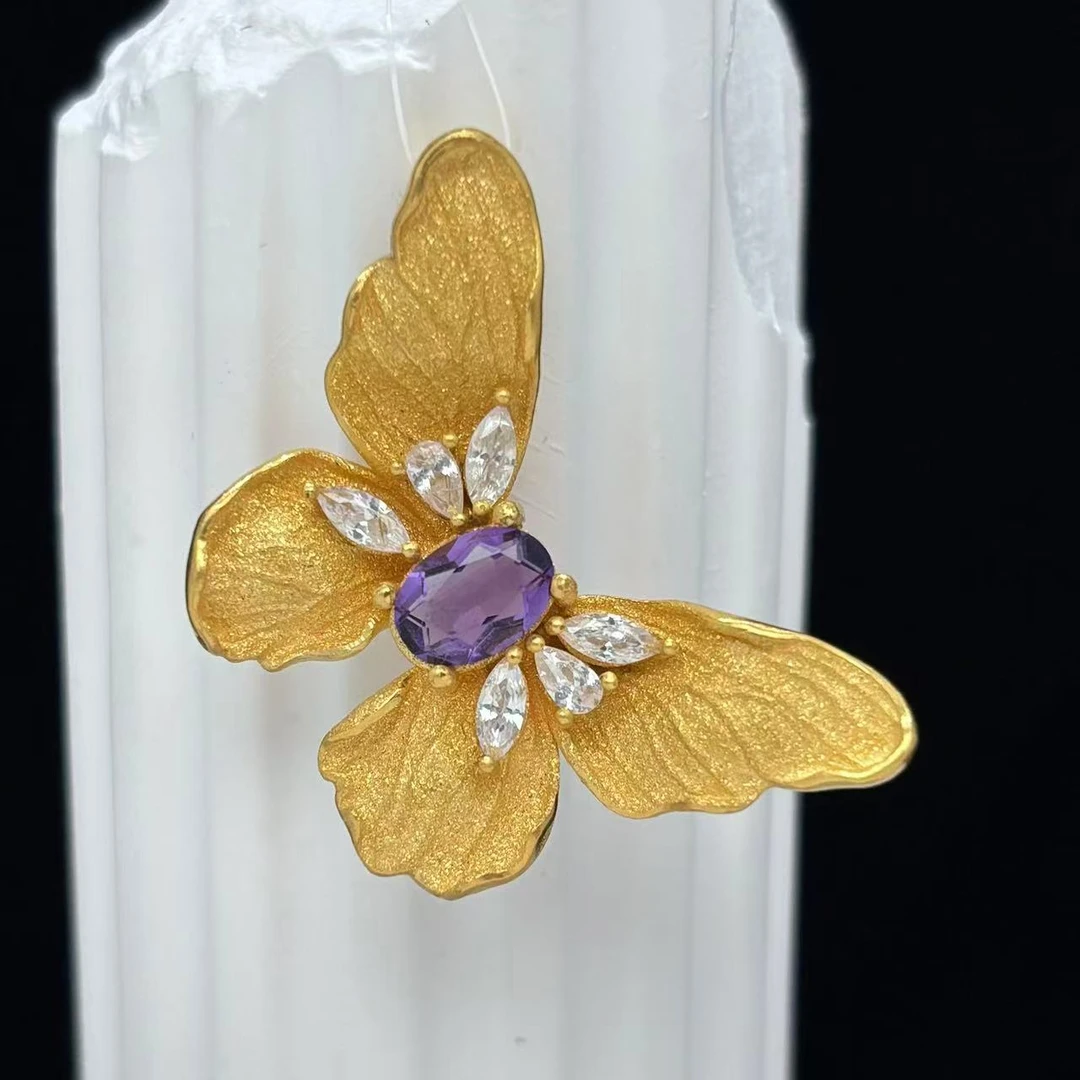 【618钜惠】梦幻蝴蝶吊坠-足金999镶嵌吊坠1.74-3.86-4.65-6.18克净