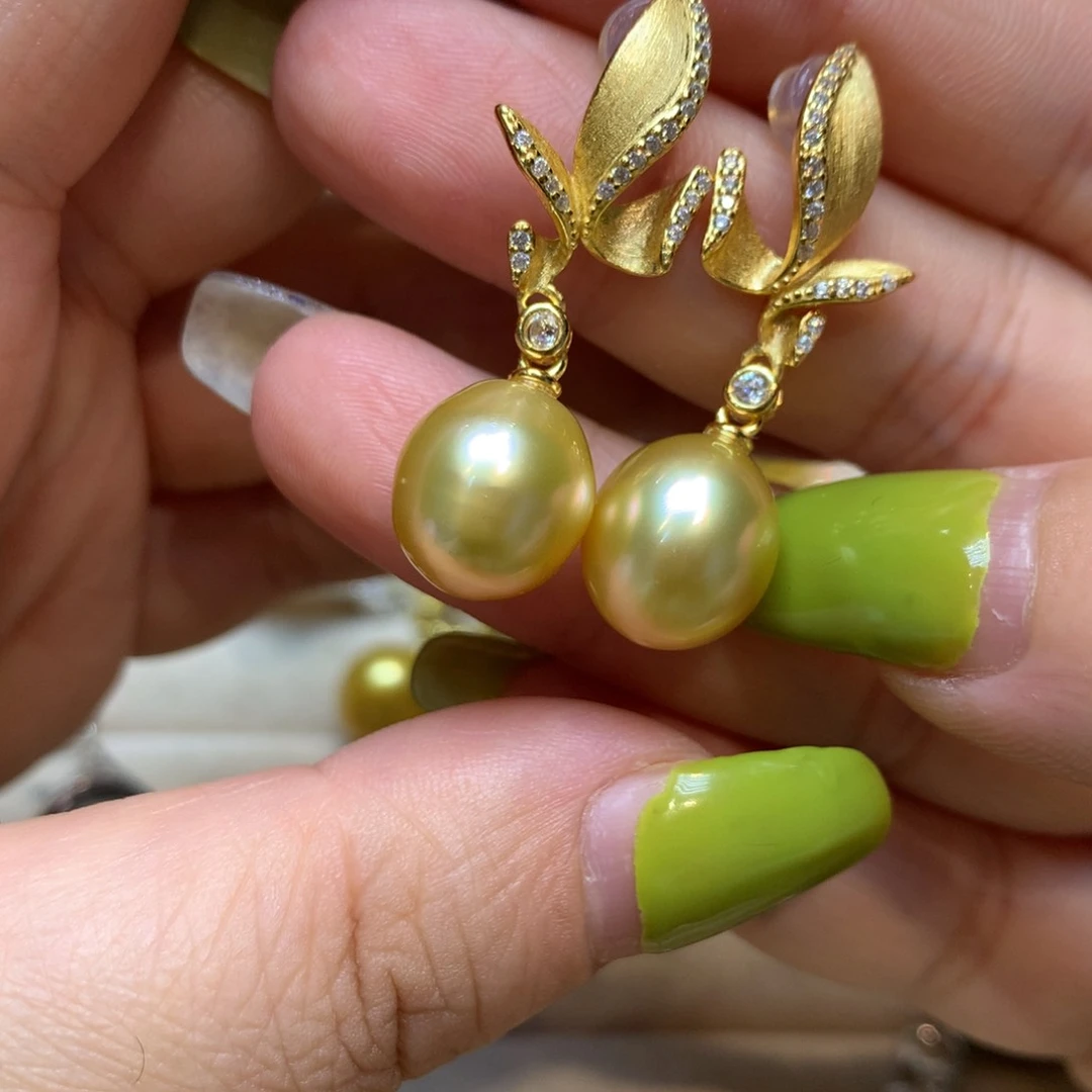 银S925镶嵌海水珍珠耳饰