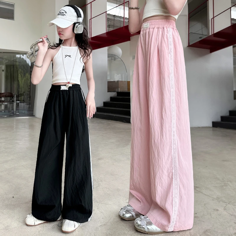 女童裤子夏季薄款儿童休闲裤凉感阔腿裤洋气冰丝夏款中大童夏装潮