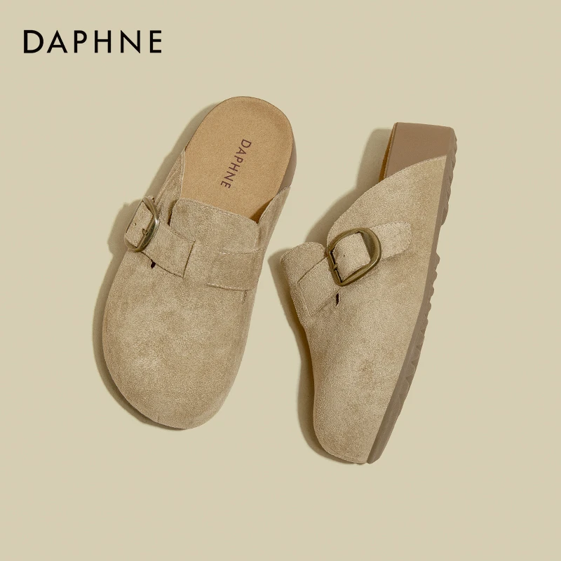 达芙妮厚底勃肯鞋包头拖2025夏季新款百搭增高外穿一脚蹬半拖鞋女
