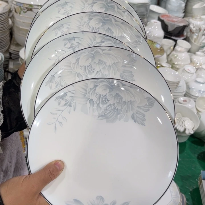 瓷片月光八寸浅盘六个微瑕