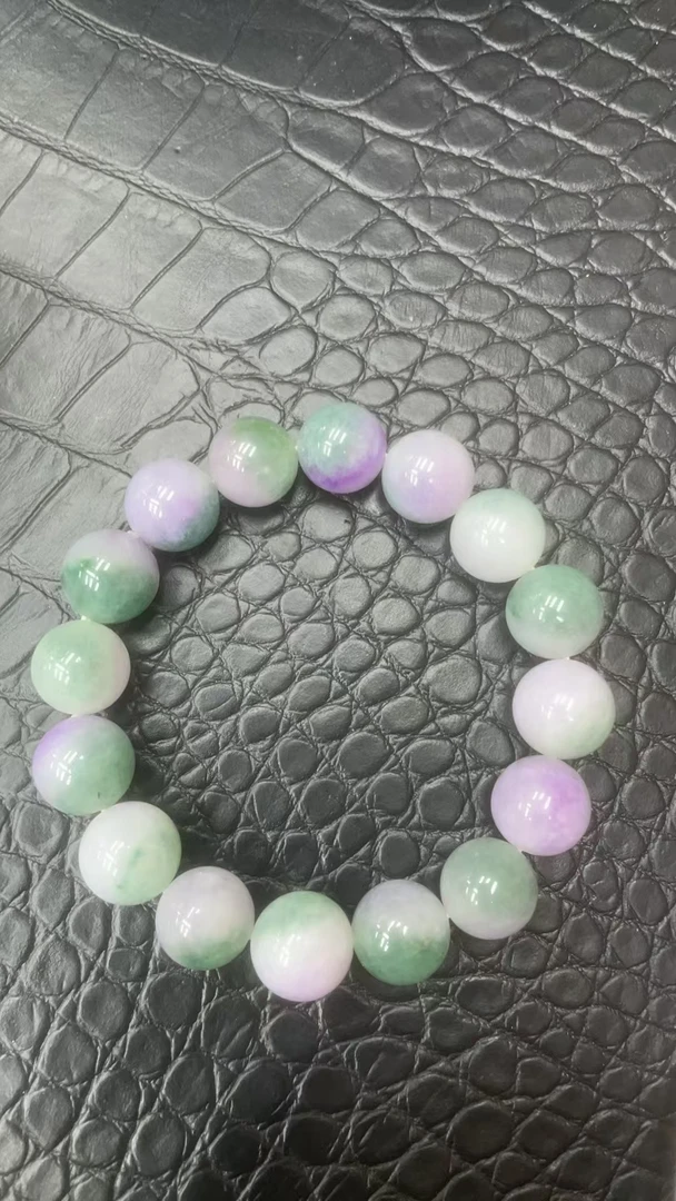 翡翠A156   绿色紫色手串 男女同款 时尚百搭镶嵌气质