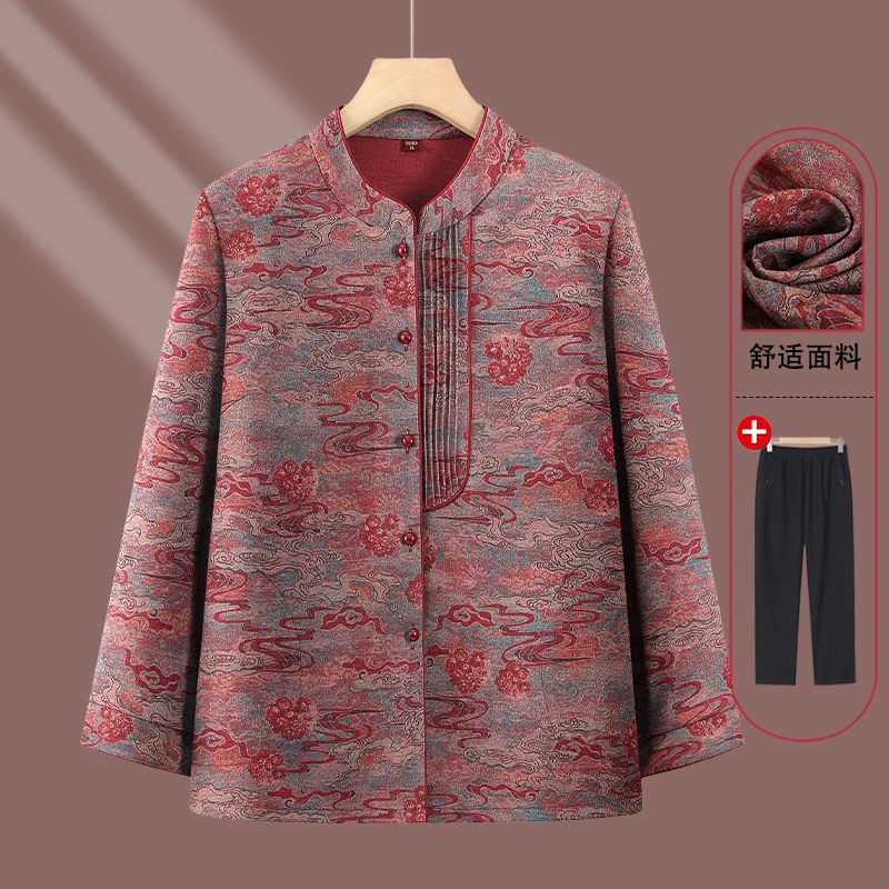 奶奶春秋衬衫女60岁婆婆70老太太衣服中老年人女妈妈春秋上国风衣