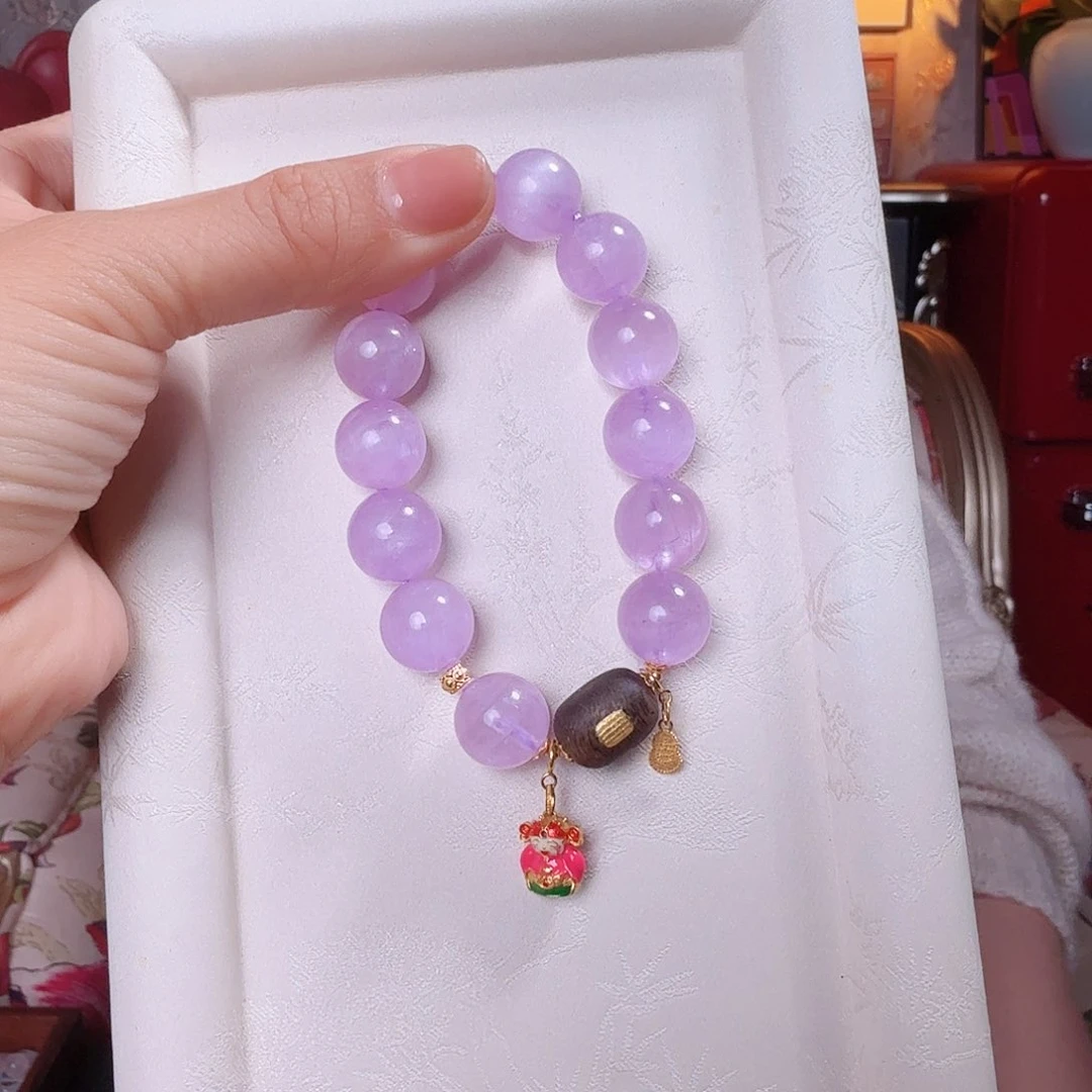 锂辉石手串18K金镶嵌手串