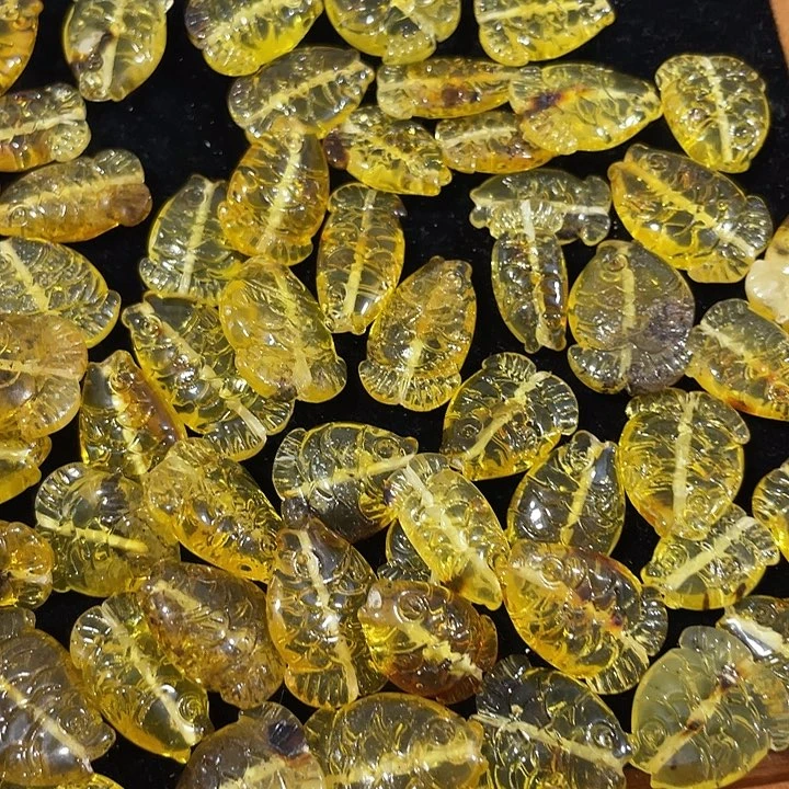 合金玛瑙/玉髓珠宝半成品2个天然金珀小鱼随机105号