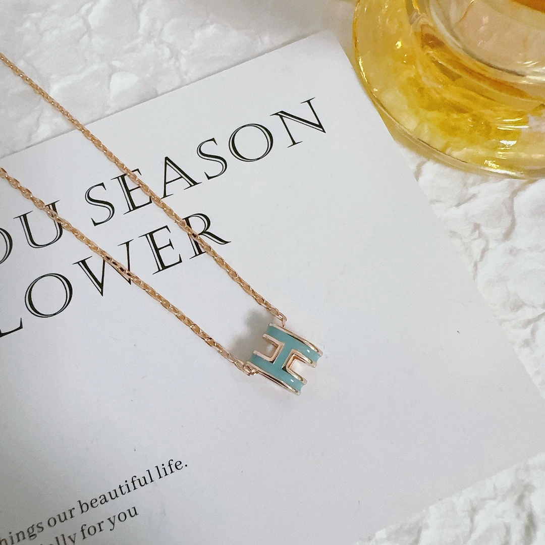 铜合金项链 4200 湖蓝色H项链