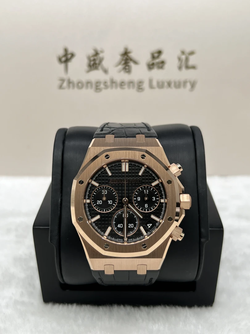 未使用 Audemars Piguet/爱彼 25年26240OR黑皮男士经典时尚名表