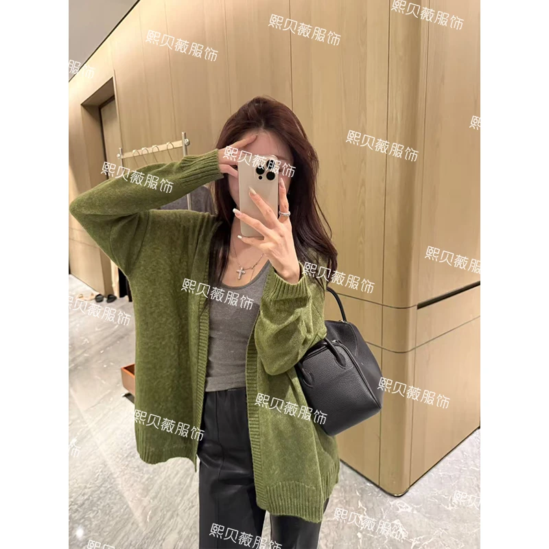 熙贝薇5【秋日开场 】秋季慵懒风加厚百搭休闲纯色针织开衫 G5211