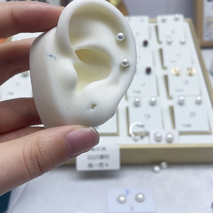 淡水珍珠耳饰银S925镶嵌牵*