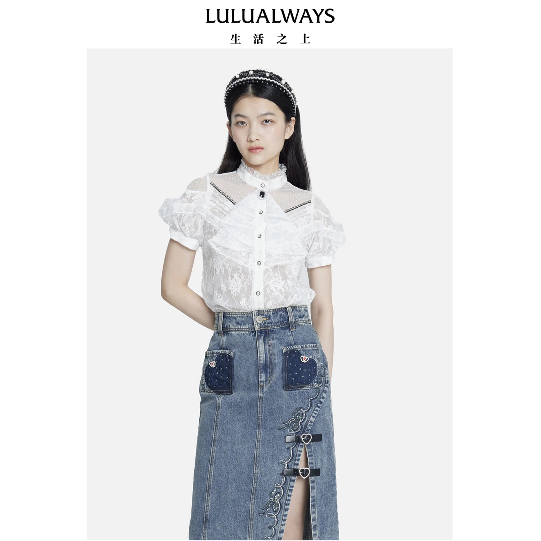 【媛媛女王专享】LULUALWAYS新款纽扣套头短袖LOC2017