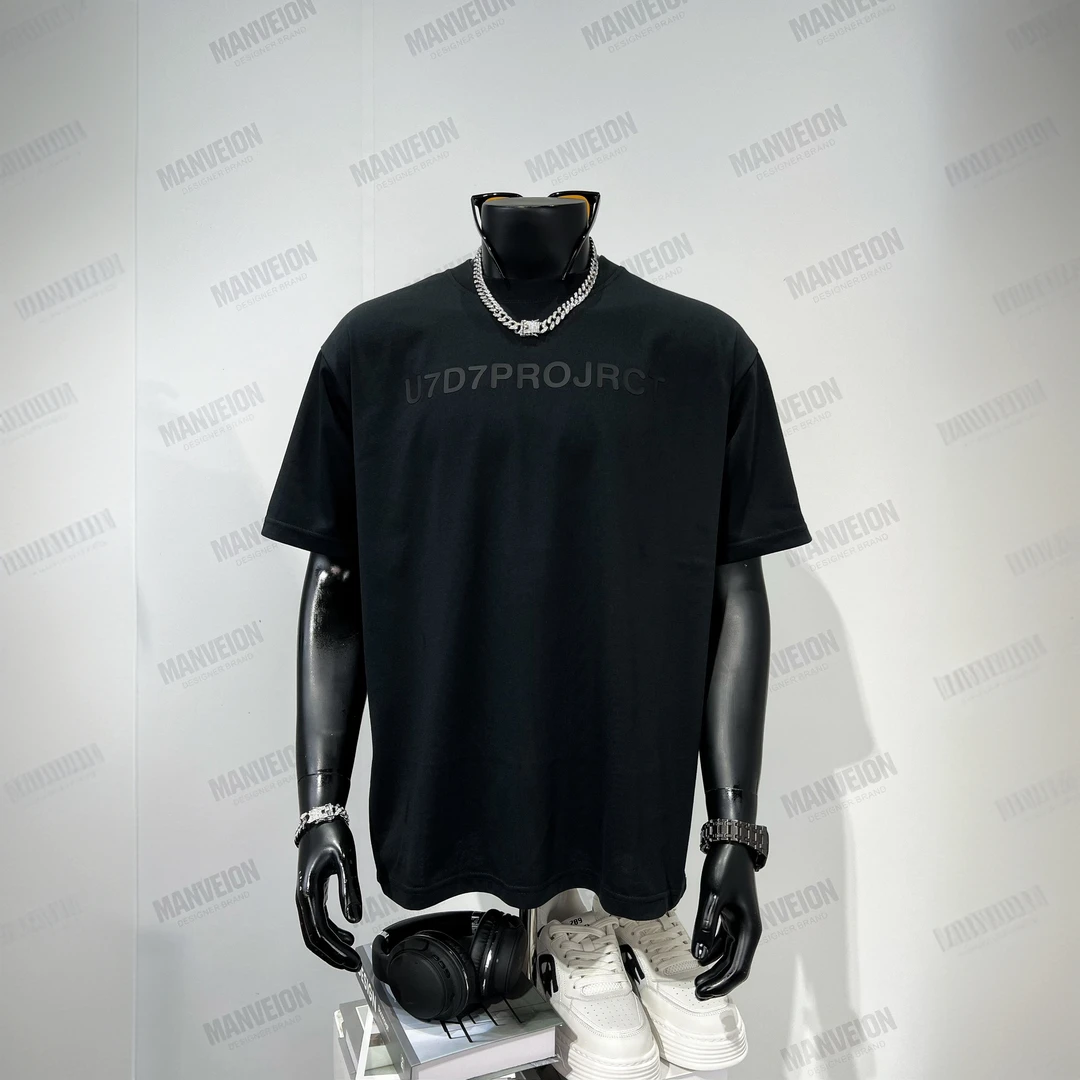 MANVEION美式潮牌短袖T恤男2026夏季重磅复古3D字母小众设计宽松