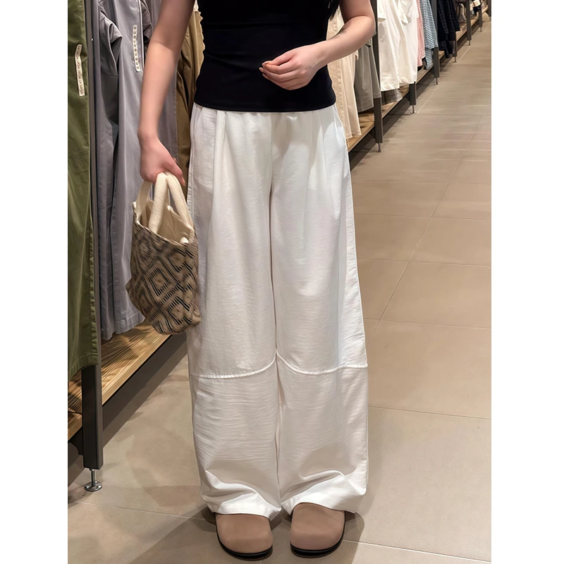 白色新款女山本裤夏季薄款高腰显瘦宽松慵懒直筒高品质休闲阔腿裤