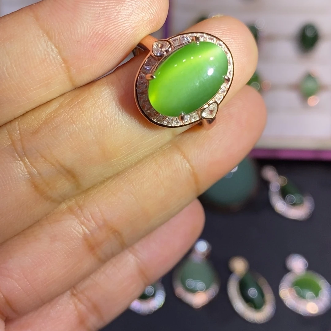 和田玉（碧玉）银S925镶嵌颈饰