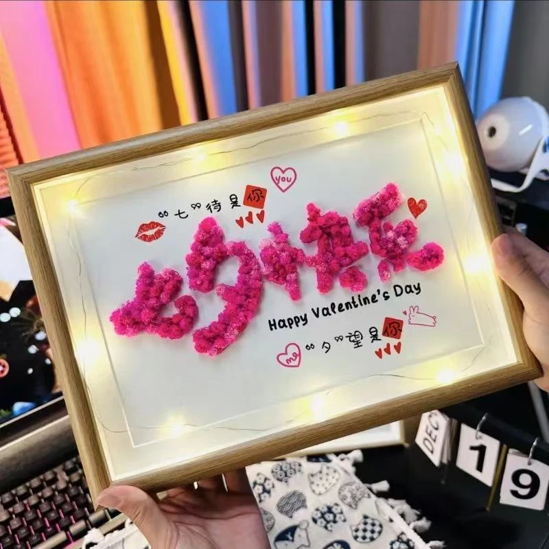 2025七夕满天星干花相框手工diy材料包桌面摆台送女友情人节礼物