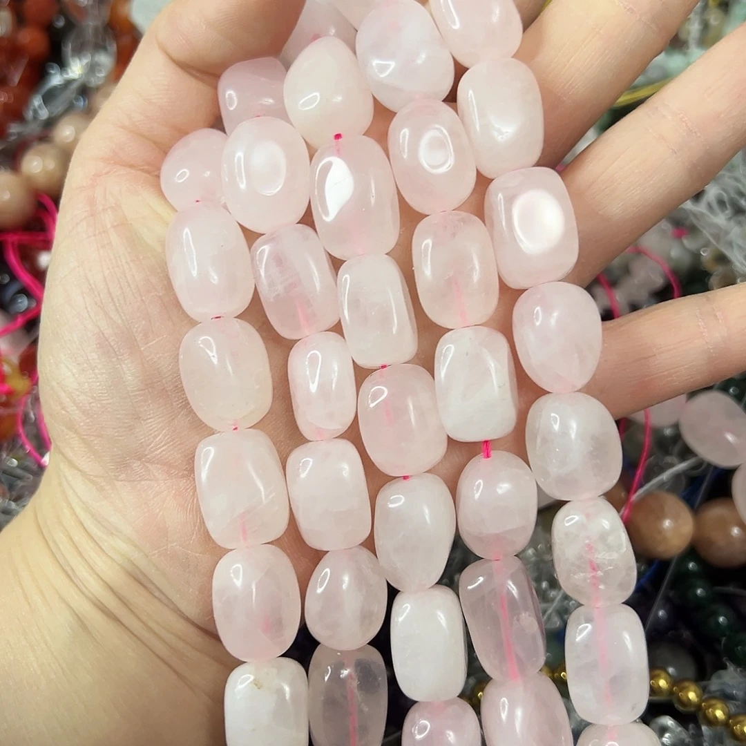 玛瑙/玉髓未镶嵌珠宝半成品，卡12x17粉水晶一条
