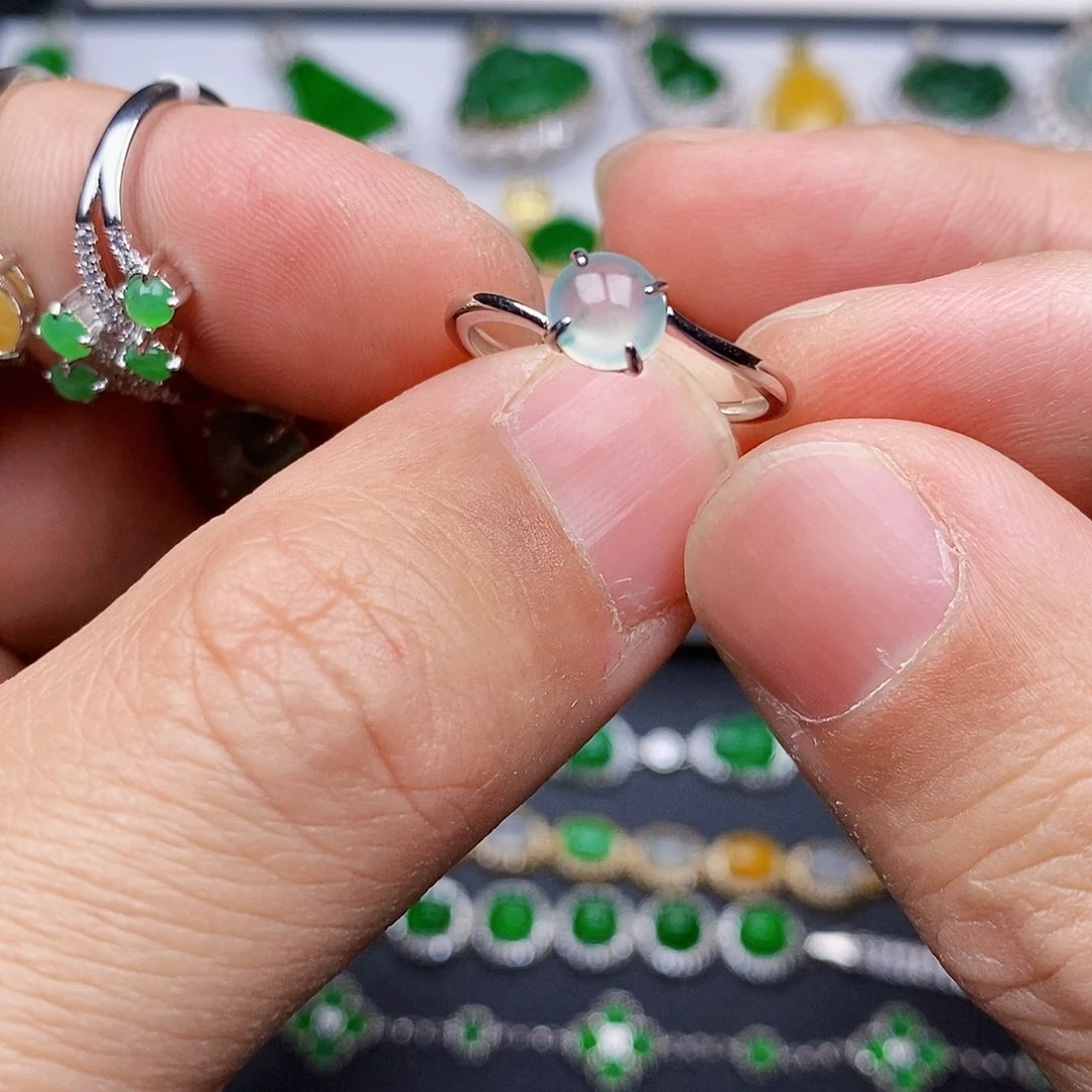 翡翠戒指银S925镶嵌L**a戒指