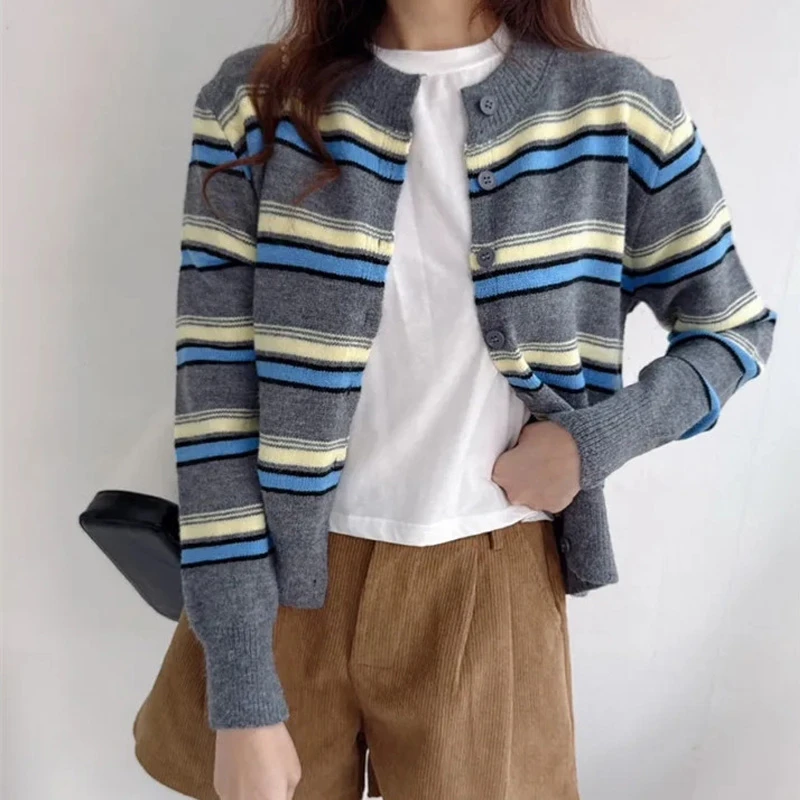 25秋冬 韩国ins 时尚百搭长袖修身显瘦针织开衫厚款学生毛衣开衫