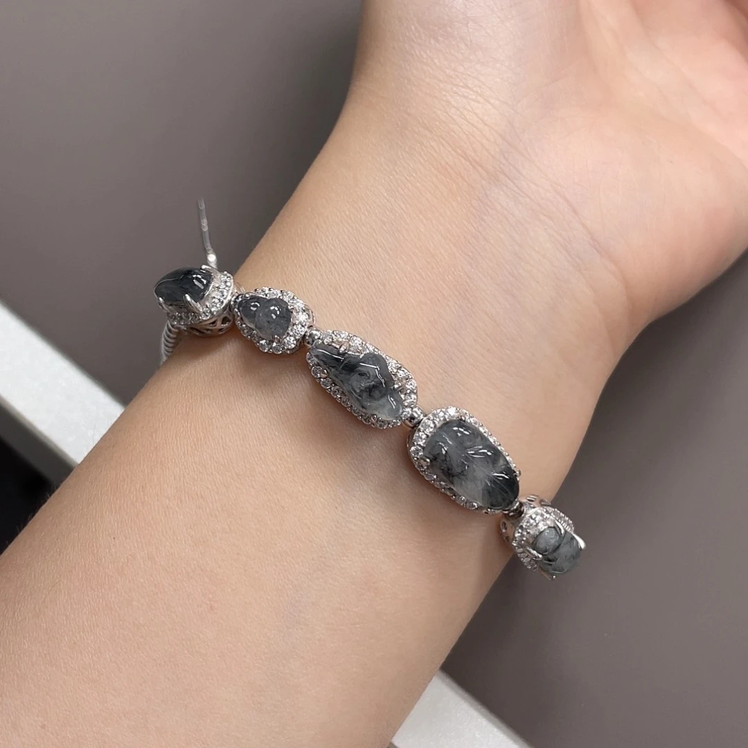 银S925镶嵌手链翡翠58888