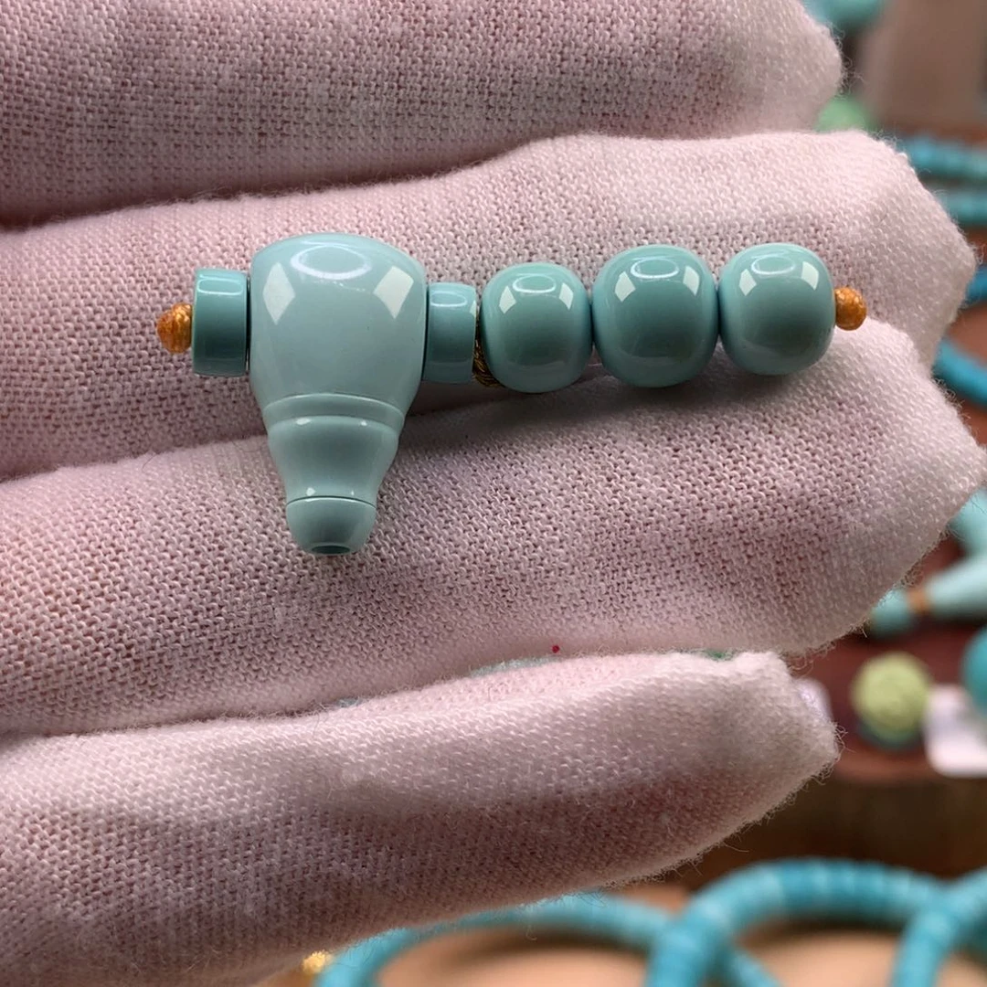 绿松石未镶嵌珠宝奇石丫角山精品老型三通套装4.35g