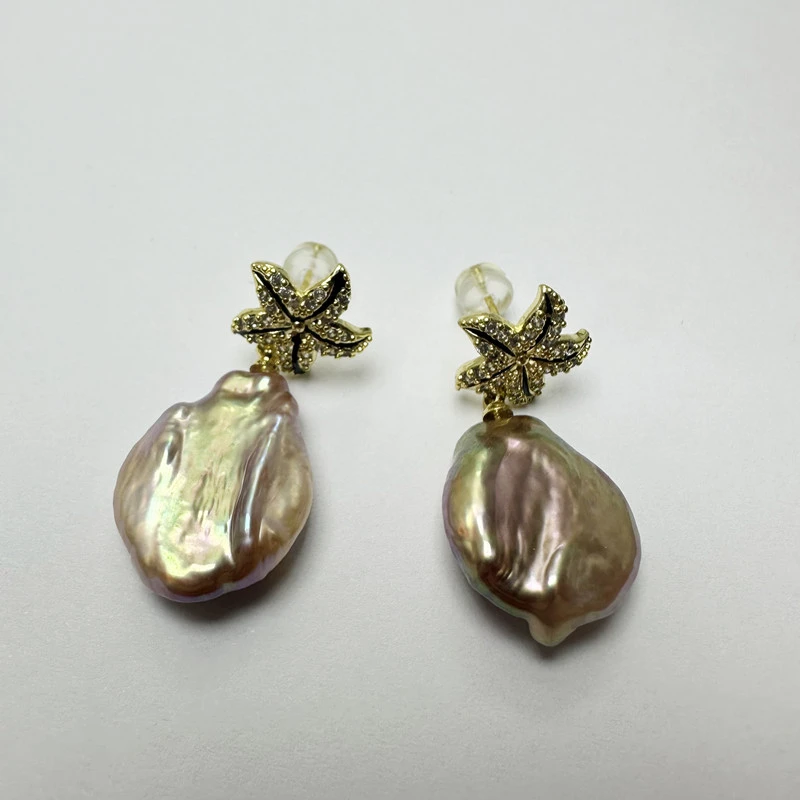 炫紫巴洛克海星耳饰约16*21mm