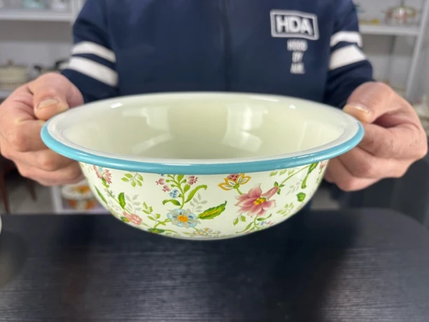 特厚22厘米搪瓷面盆珐琅设计芳香大汤盆拌面和面可加热