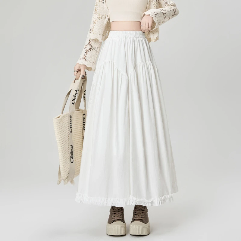 痛感衣橱间新款夏装韩风木耳边拼接连衣裙黑白格子高腰显瘦字型中