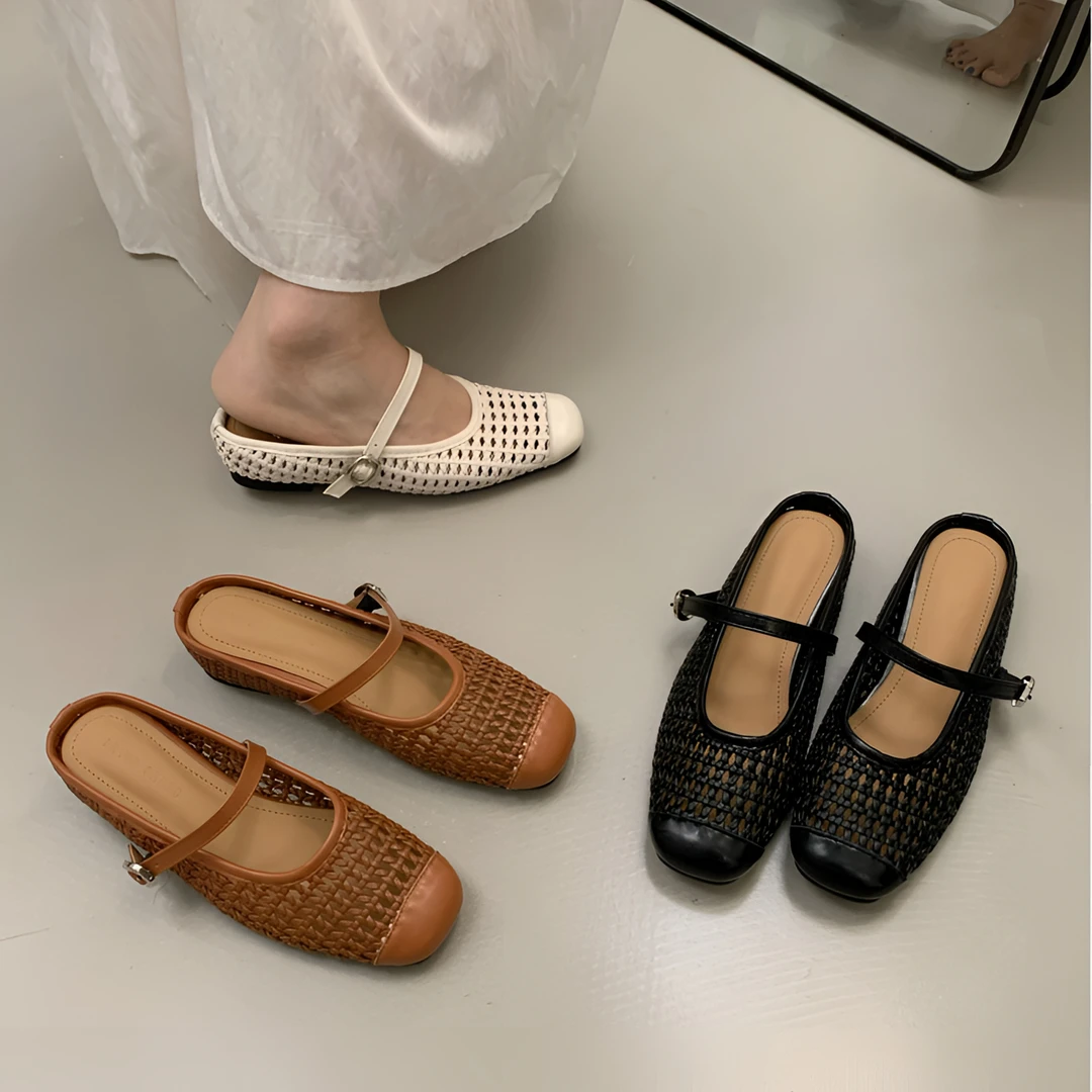 809-1 内增高舒适编织镂空包头半拖鞋女夏季新款外穿凉拖鞋女