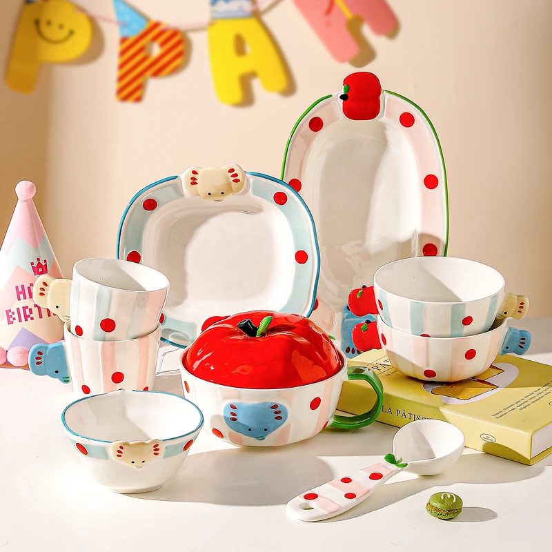 川岛屋可爱饭碗家用2025新款高颜值泡面碗盘子一人食套装生日礼物