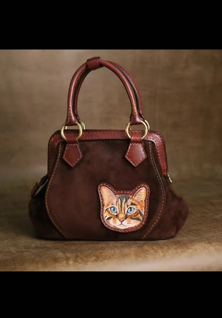 【午后小单肩】皮雕蝴蝶和狸花猫