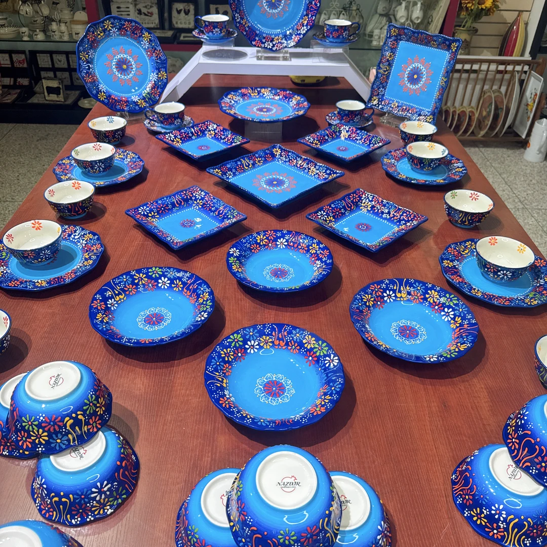 【土耳其堆料套装】蓝贵手绘高端轻奢陶瓷餐具大套装