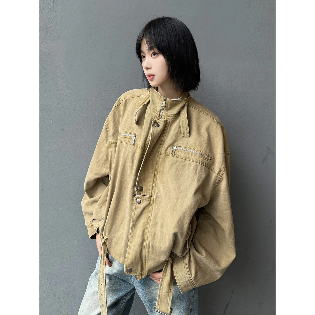 MaxDstr美式复古工装拼接短款夹克外套