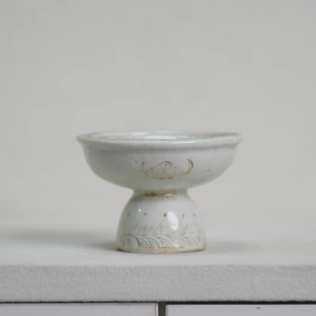 【晚清】白地描金寿山福海八卦双格文房笔舔