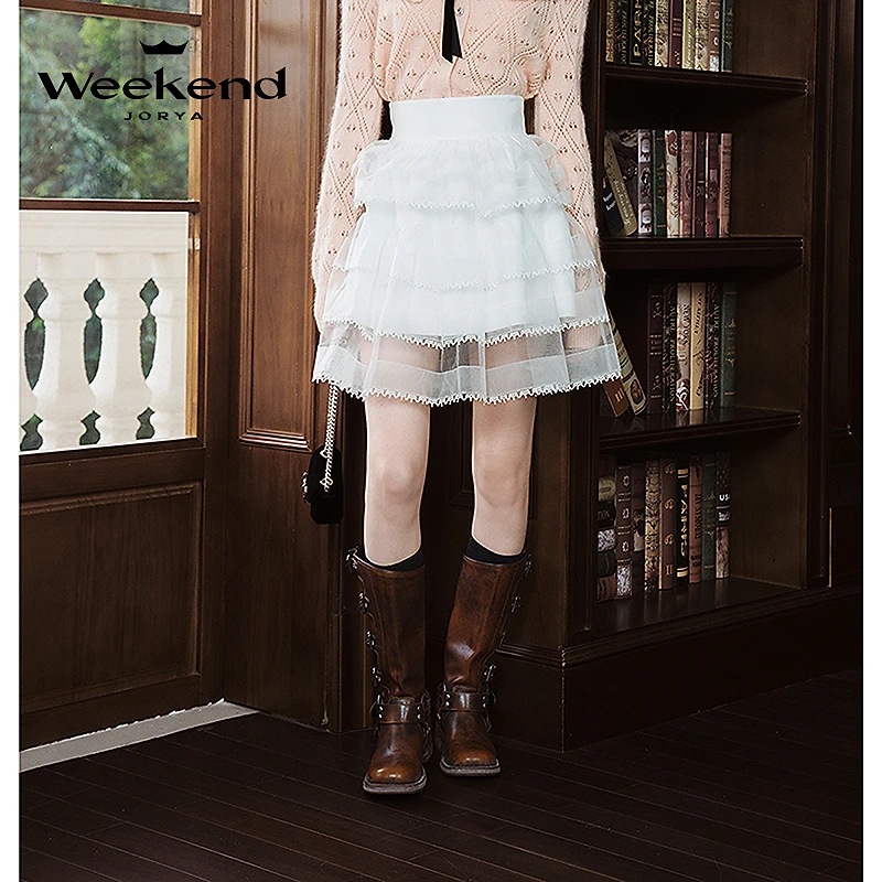 卓雅周末优雅甜美薄纱蛋糕短款半身裙R200612A