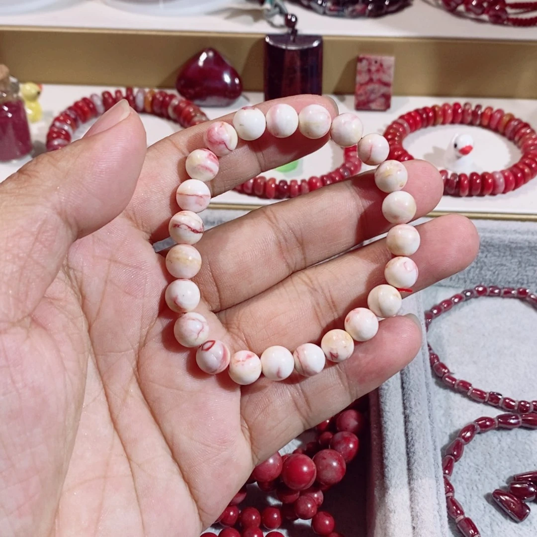 天然辰砂原石手串卡8