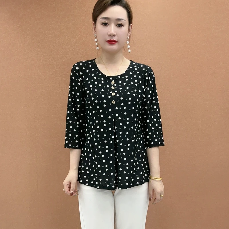 新款大码女装妈妈装夏季半袖加肥加大夏装遮肚显瘦中袖宽松上衣