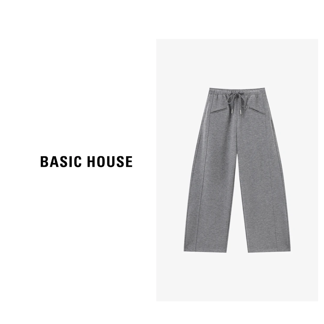 Basic House/百家好慵懒风女装秋季直筒宽松纯色长裤-B0625B5MRF2