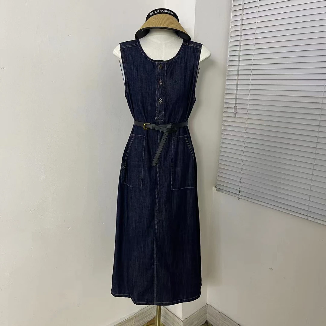 keke定制 韩国东大门夏季新款韩版收腰显瘦时尚百搭牛仔背心裙女