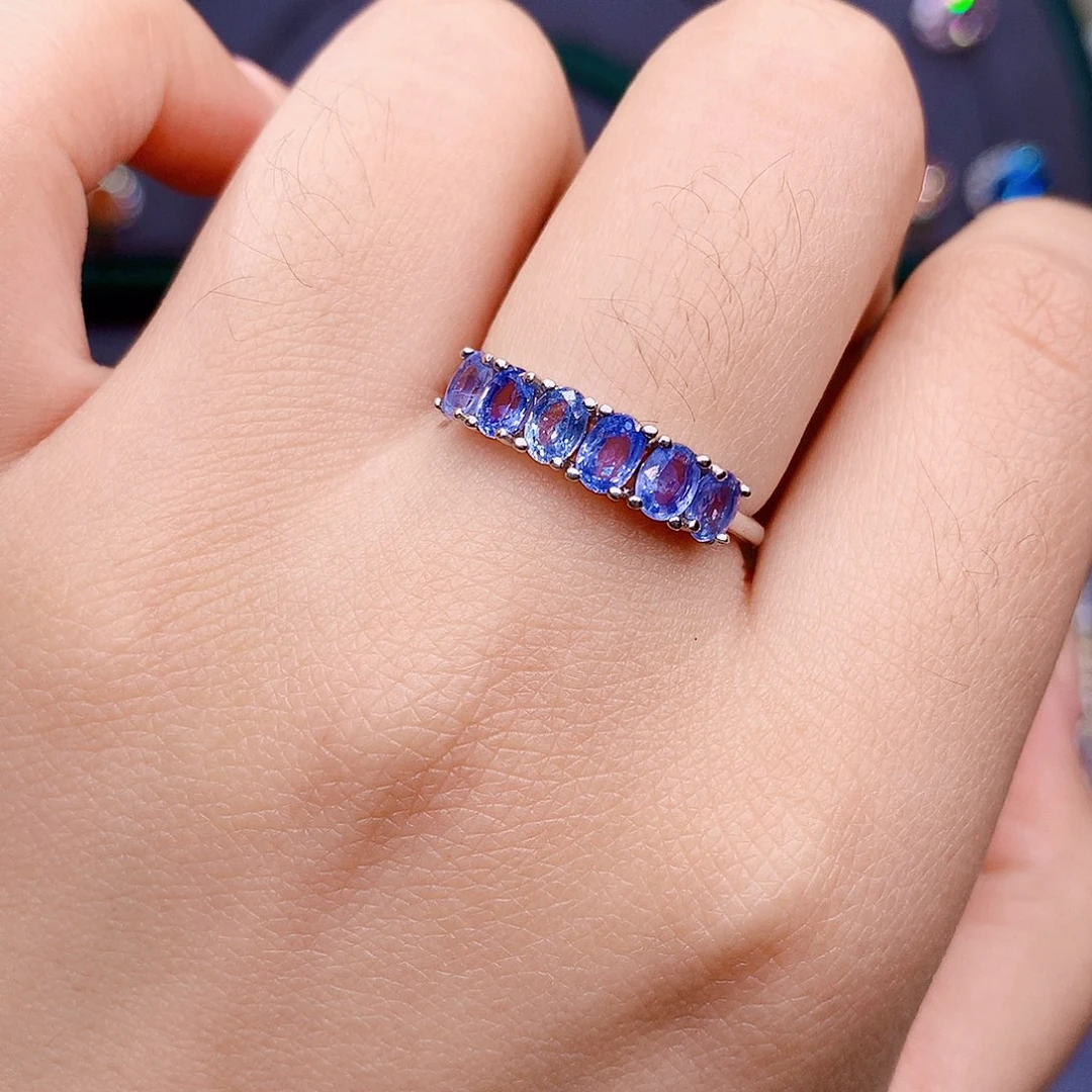 蓝宝石戒指银S925镶嵌难***菜