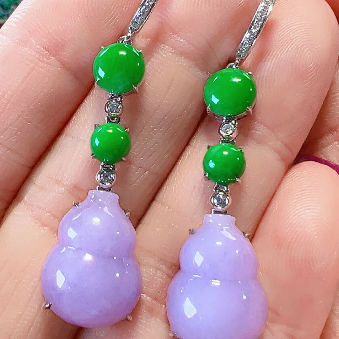 翡翠耳饰18K金镶嵌签收后24小时鉴赏期