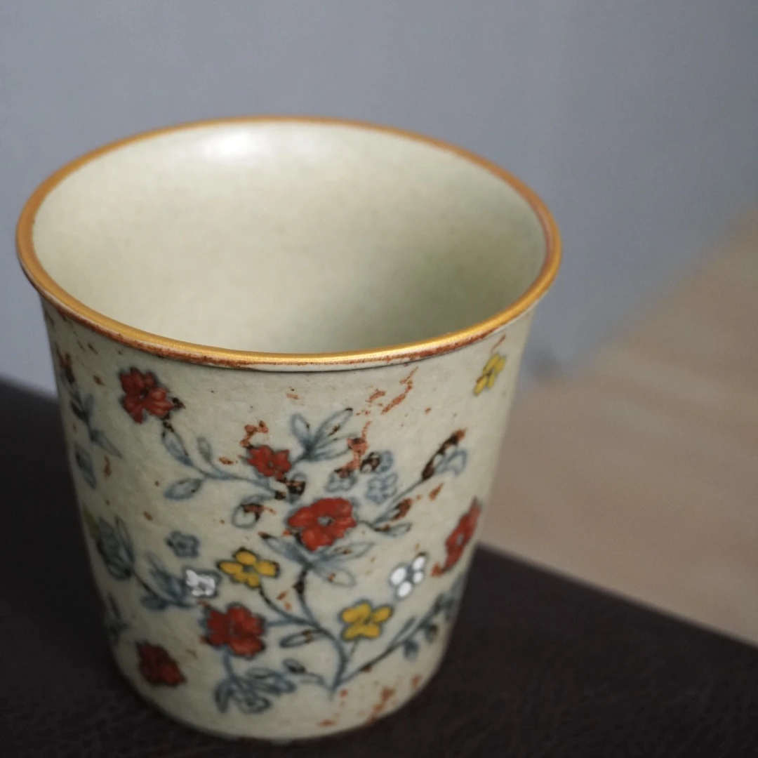茶禾 景德镇手绘窦彩小碎花咖啡杯