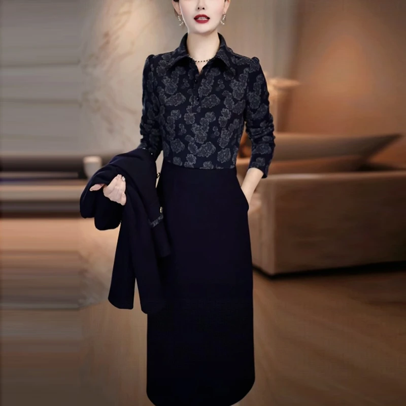 轻奢时尚优雅小西装套装连衣裙2025秋季新款高级感显瘦两件套裙子