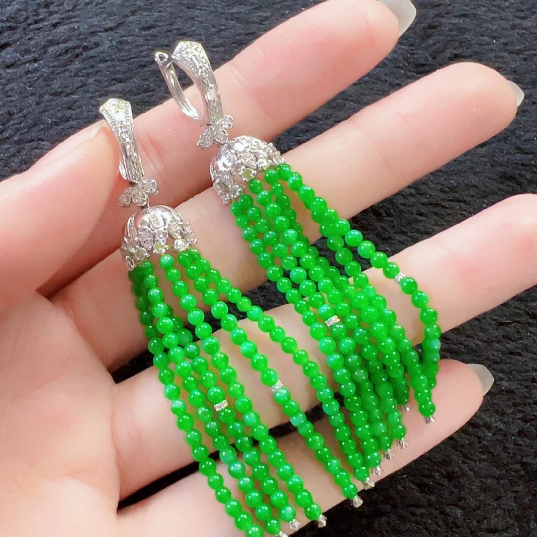 翡翠18K金镶嵌耳饰签收后24小时鉴赏期