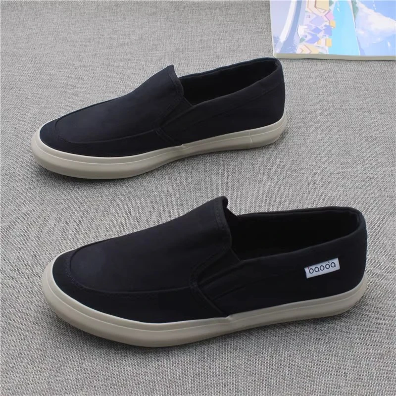 帆布鞋男士新款一脚蹬透气低帮软底轻便简约板鞋舒适平底休闲鞋潮