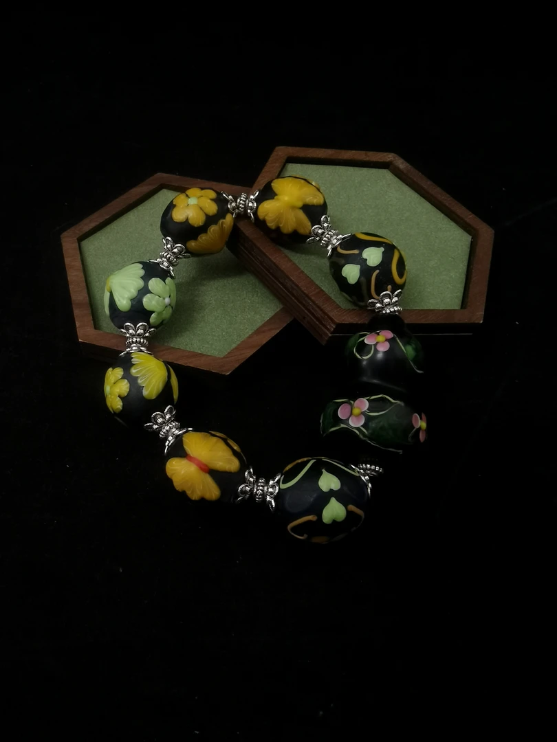 铜合金琉璃手链 6476复古蝴蝶琉璃手链