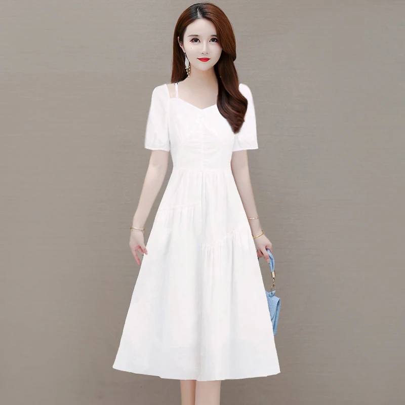 【可蓓儿】白色小个子气质连衣裙2025新款夏高级感今年流行爆款裙子