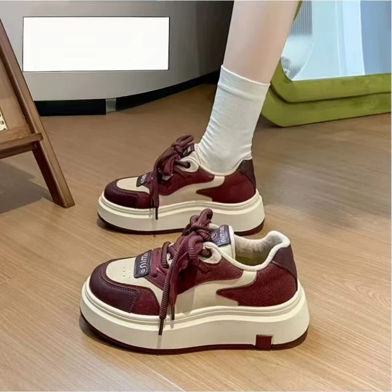 158-2   秋冬新款时尚厚底系带休闲板鞋加绒