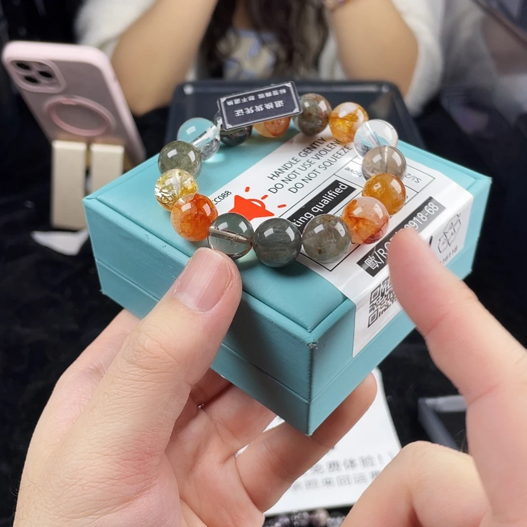 水晶手串银S925镀金镶嵌