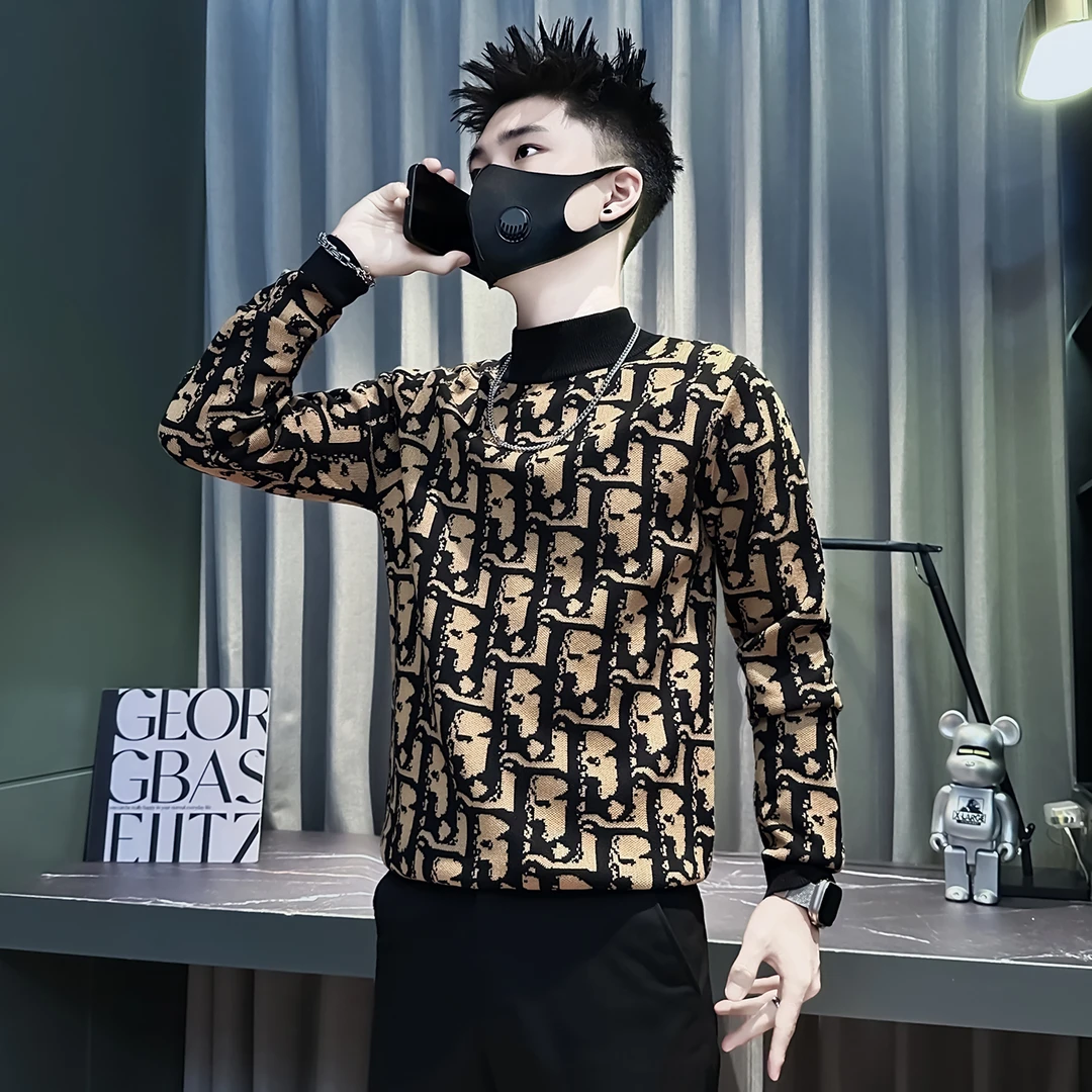 冬季加厚毛衣男士半高领内搭针织衫2025新款爆款超好看修身打底衫