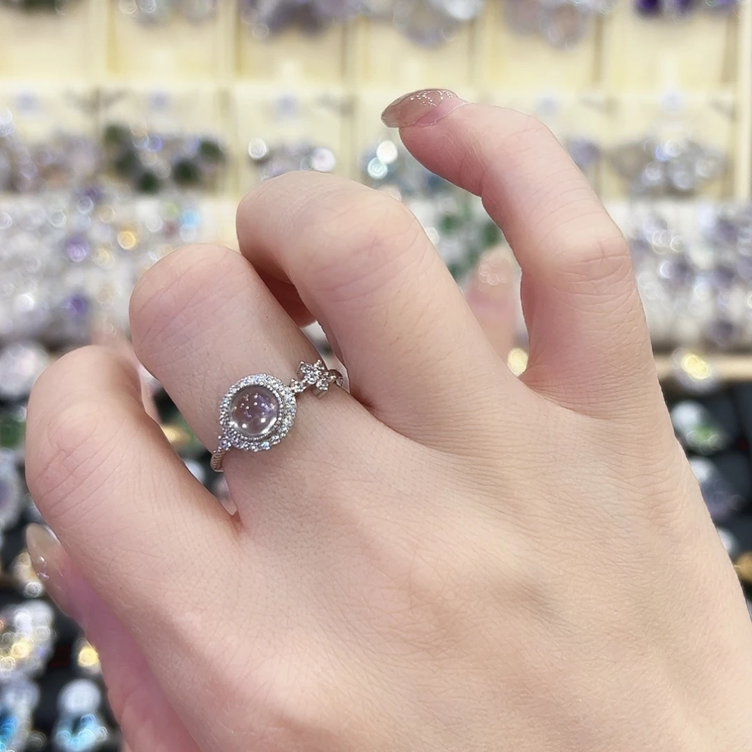 烟晶戒指银S925镶嵌