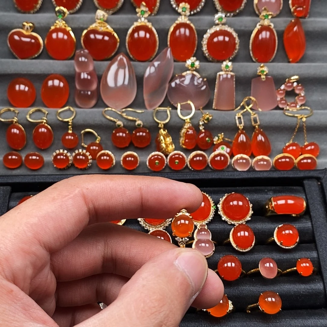 南红玛瑙银S925镶嵌戒指